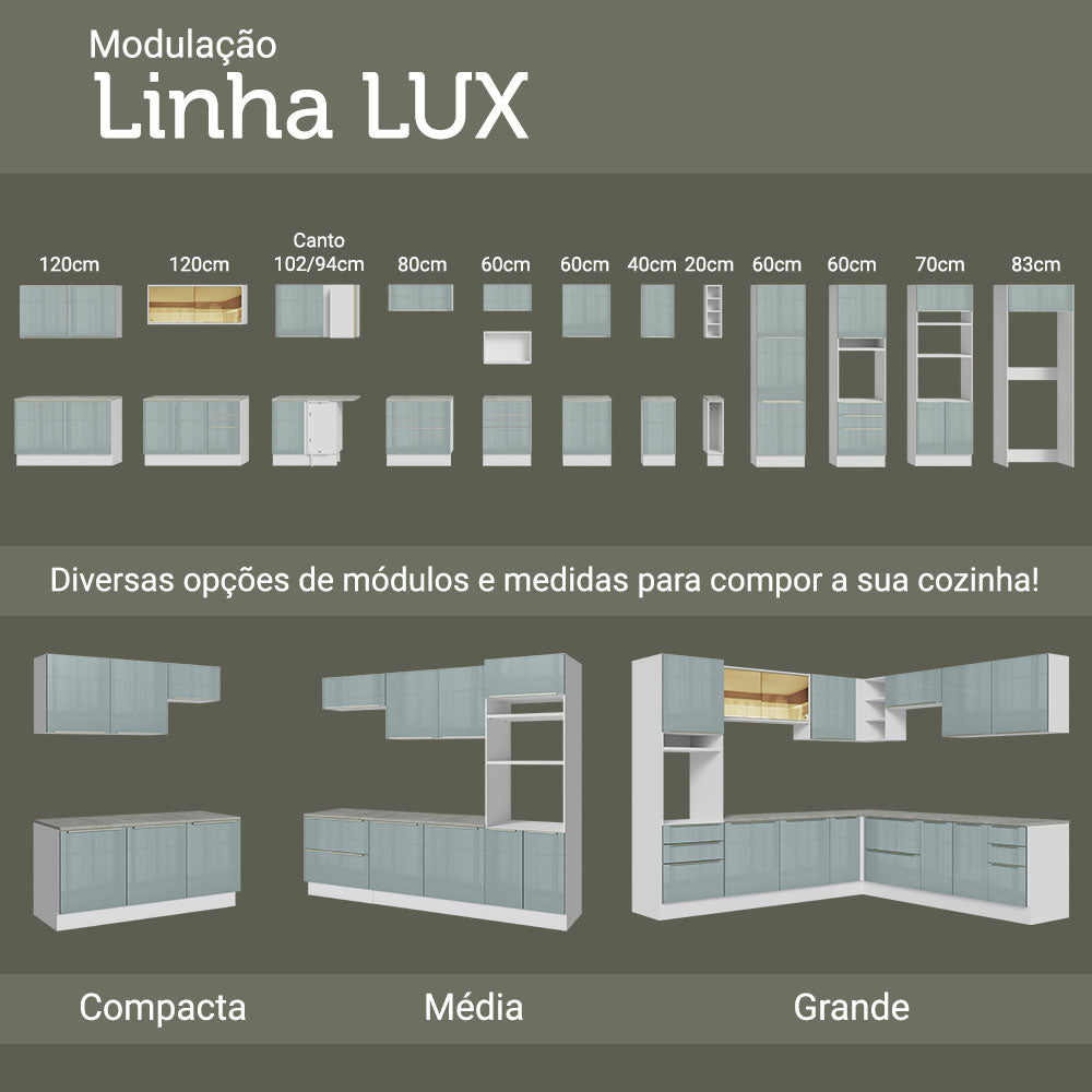 Gabinete Bajo 40 cm 3 Cajones Sin Encimera Blanco/Gris Lux Madesa