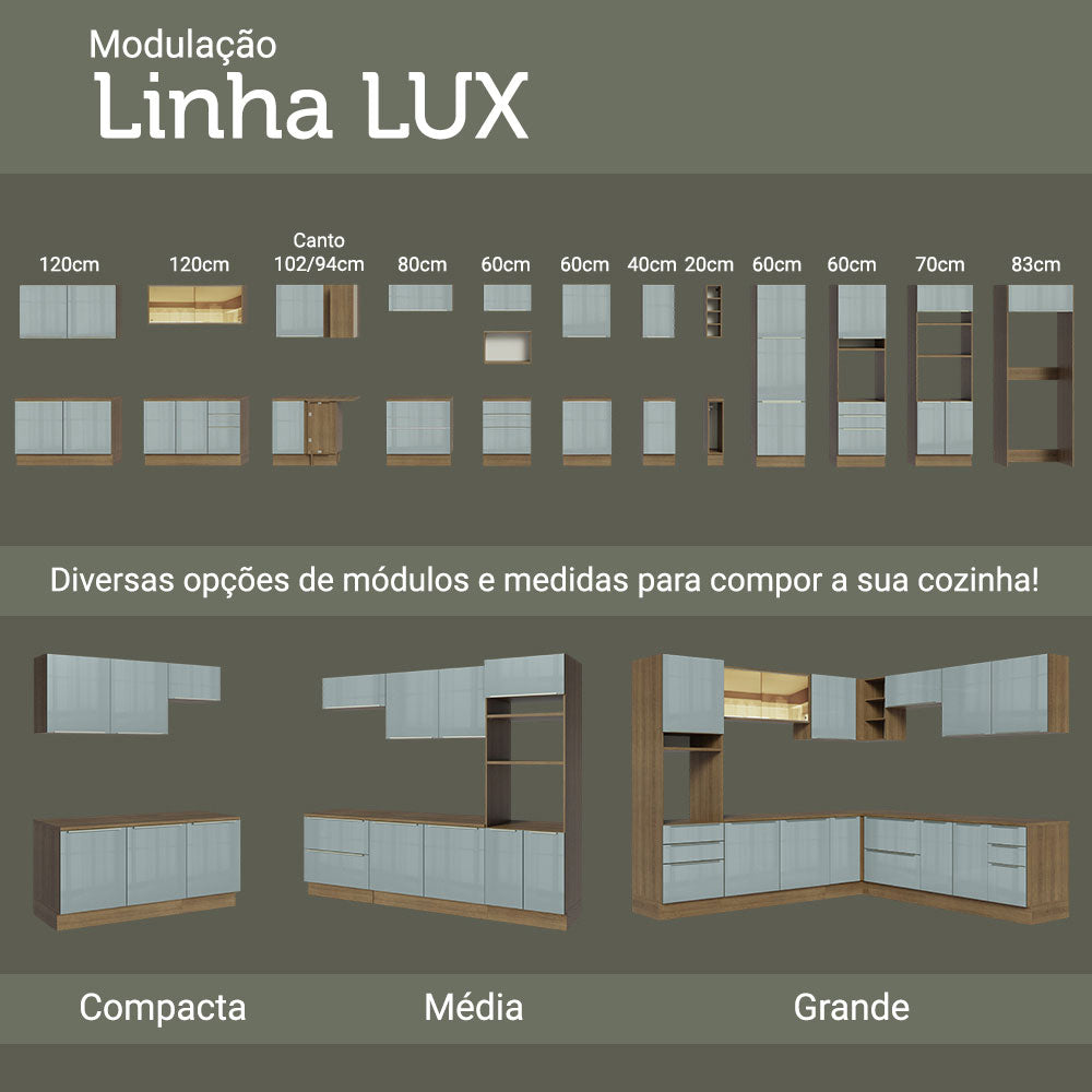 Gabinete Bajo 40 cm 3 Cajones Sin Encimera Marrón/Gris Lux Madesa