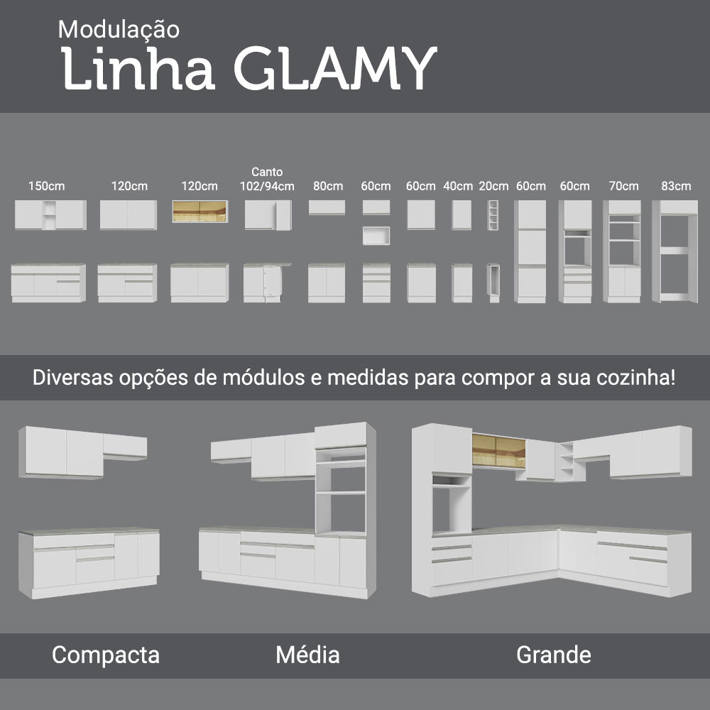 Gabinete Bajo 120 cm 1 Puerta 2 Cajones Sin Encimera Blanco Glamy Madesa