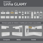 Gabinete Bajo 120 cm 1 Puerta 2 Cajones Blanco Glamy Madesa