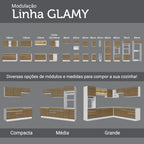 Gabinete Bajo 120 cm 1 Puerta 2 Cajones Blanco/Marrón Glamy Madesa