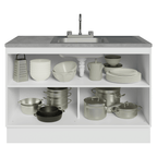 Gabinete Bajo para Fregadero con Accesorios de Cocina 120 cm 2 Puertas Blanco/Crema Agata Madesa