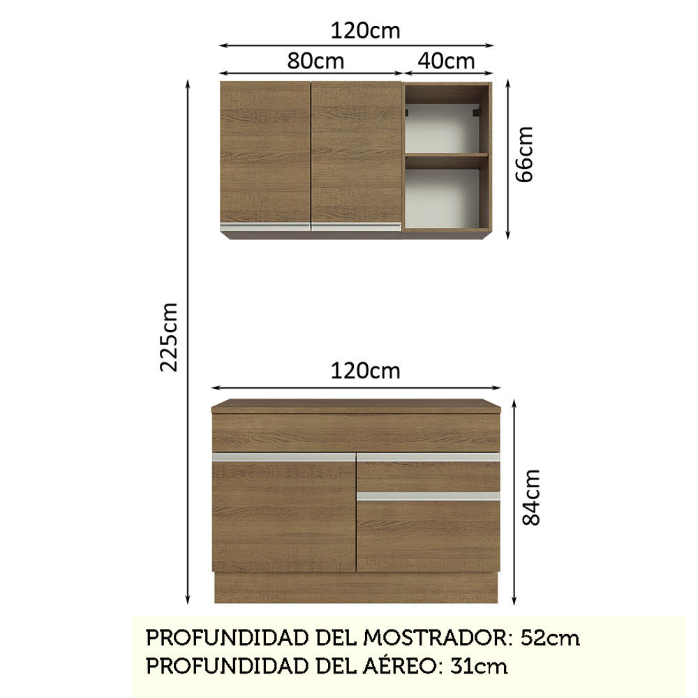 Cocina Compacta 120cm Marrón Glamy Madesa 08