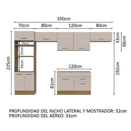 Cocina Integral 350cm Marrón/Crema Agata Madesa 01