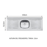 Cocina Integral Glamy con Tarja 150cm Marrón/Blanco