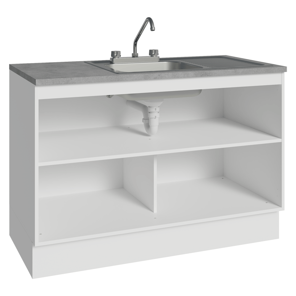 Gabinete Bajo para Fregadero con Accesorios de Cocina 120 x 60 cm 2 Puertas (Con Encimera) Glamy Blanco