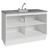 Gabinete Bajo para Fregadero con Accesorios de Cocina 120 x 60 cm 2 Puertas (Con Encimera) Agata Blanco/Crema