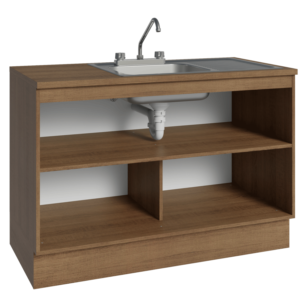Gabinete Bajo para Fregadero con Accesorios de Cocina 120 cm 2 Puertas Marrón/Crema Agata Madesa