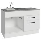 Gabinete Bajo para Fregadero con Accesorios de Cocina 120 cm 1 Puerta 2 Cajones Blanco Agata Madesa