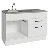 Gabinete Bajo para Fregadero con Accesorios de Cocina 120 x 60 cm 1 Puerta 2 Cajones (Con Encimera) Agata Blanco