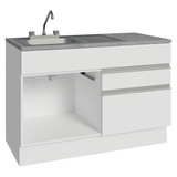Gabinete Bajo para Fregadero con Accesorios de Cocina 120 x 60 cm 1 Puerta 2 Cajones (Con Encimera) Glamy Blanco