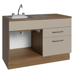 Gabinete Bajo para Fregadero con Accesorios de Cocina 120 cm 1 Puerta 2 Cajones Marrón/Crema Agata Madesa