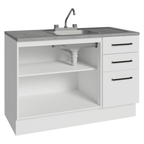 Gabinete Bajo para Fregadero con Accesorios de Cocina 120 cm 2 Puertas 3 Cajones Blanco Agata Madesa