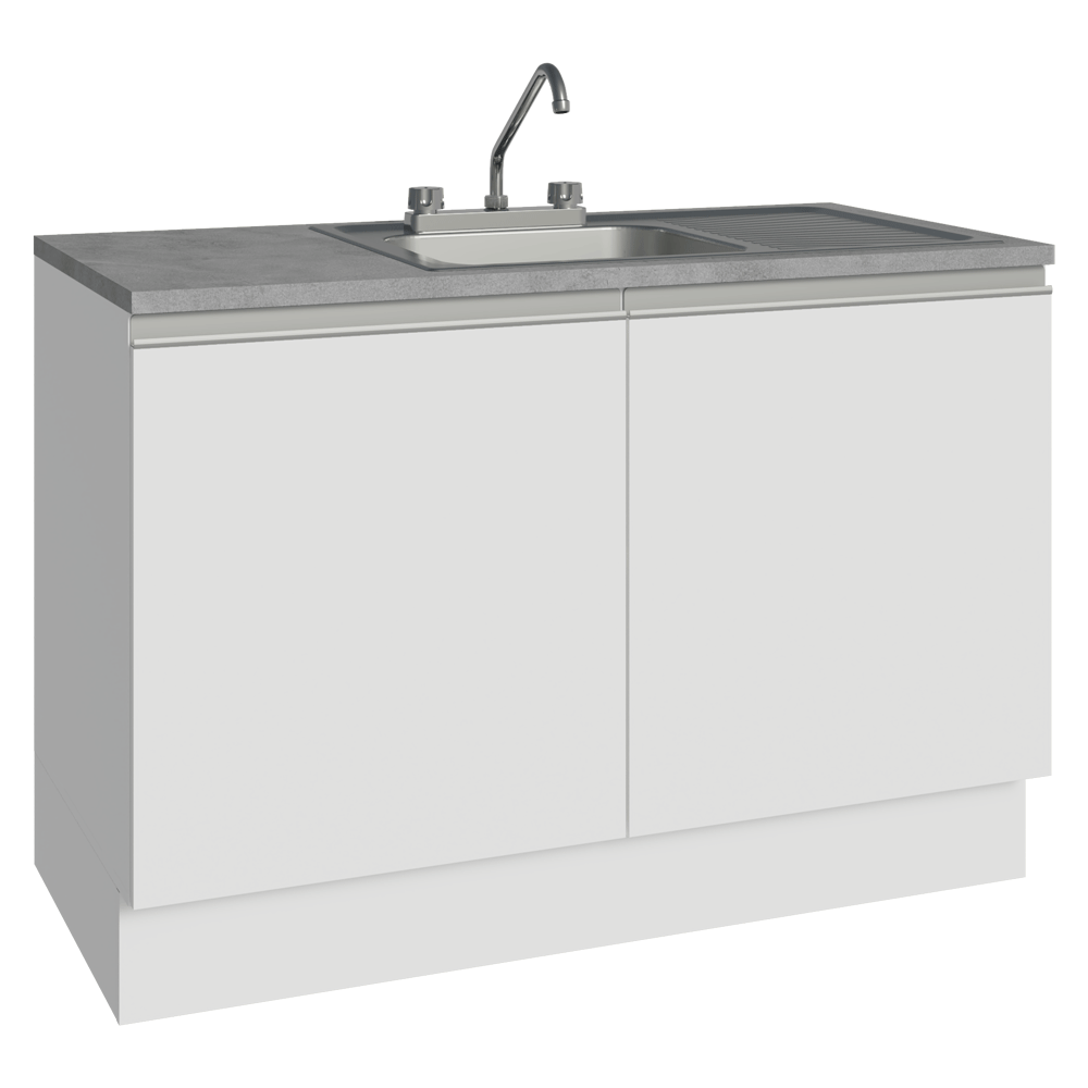 Gabinete Bajo para Fregadero con Accesorios de Cocina 120 x 60 cm 2 Puertas (Con Encimera) Glamy Blanco