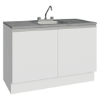 Gabinete Bajo para Fregadero con Accesorios de Cocina 120 cm 2 Puertas Blanco Glamy Madesa