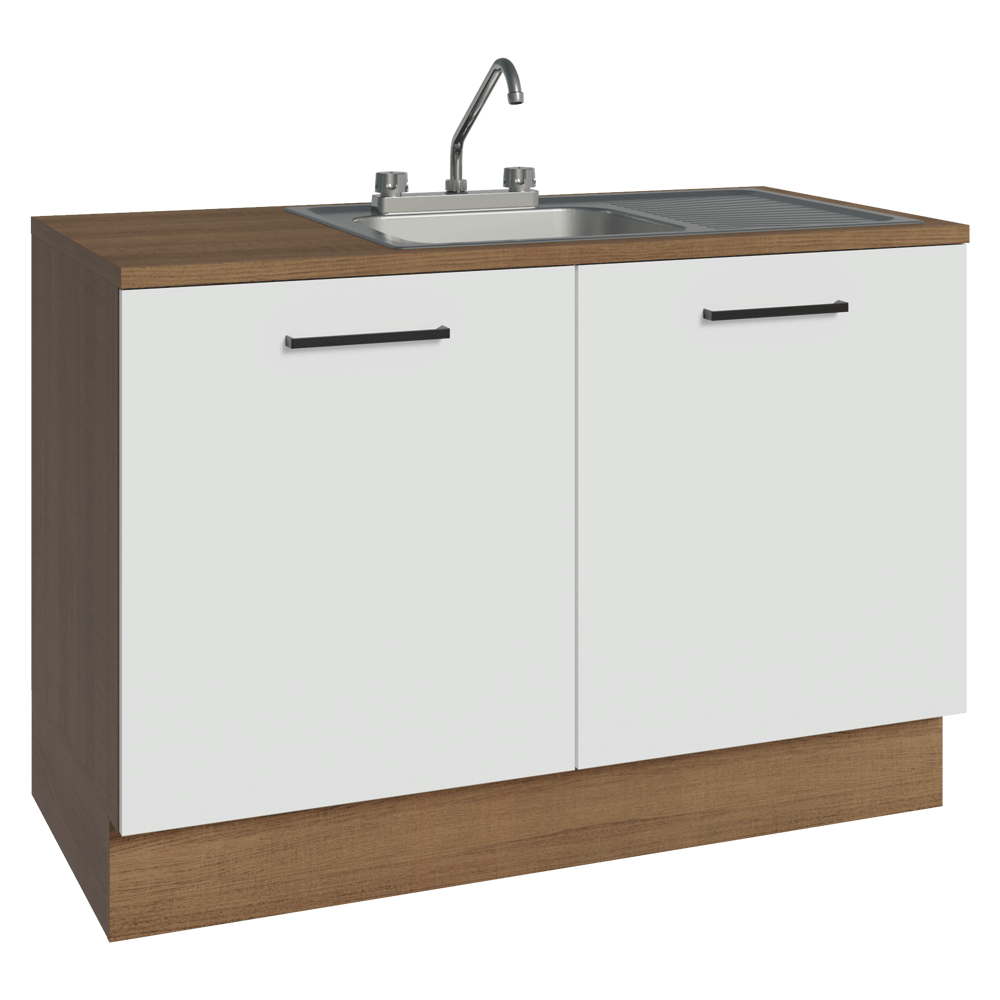 Gabinete Bajo para Fregadero con Accesorios de Cocina 120 x 60 cm 2 Puertas (Con Encimera) Agata Marrón/Blanco