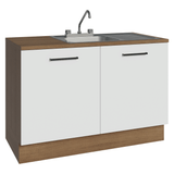 Gabinete Bajo para Fregadero con Accesorios de Cocina 120 x 60 cm 2 Puertas (Con Encimera) Agata Marrón/Blanco