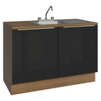 Gabinete Bajo para Fregadero con Accesorios de Cocina 120 cm 2 Puertas Marrón/Negro Lux Madesa