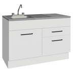 Gabinete Bajo para Fregadero con Accesorios de Cocina 120 cm 1 Puerta 2 Cajones Blanco Agata Madesa