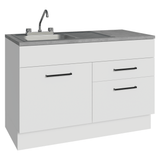 Gabinete Bajo para Fregadero con Accesorios de Cocina 120 x 60 cm 1 Puerta 2 Cajones (Con Encimera) Agata Blanco