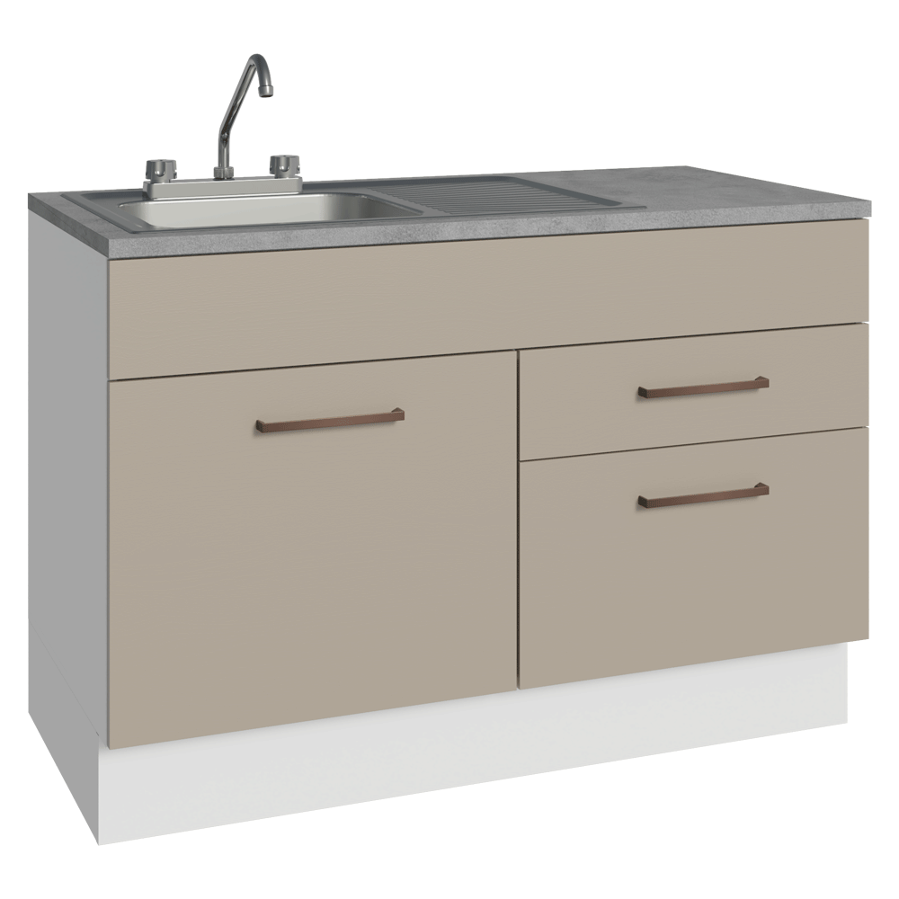 Gabinete Bajo para Fregadero con Accesorios de Cocina 120 x 60 cm 1 Puerta 2 Cajones (Con Encimera) Agata Blanco/Crema