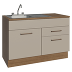 Gabinete Bajo para Fregadero con Accesorios de Cocina 120 cm 1 Puerta 2 Cajones Marrón/Crema Agata Madesa