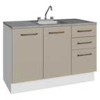 Gabinete Bajo para Fregadero con Accesorios de Cocina 120 cm 2 Puertas 3 Cajones Blanco/Crema Agata Madesa