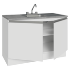 Gabinete Bajo para Fregadero con Accesorios de Cocina 120 cm 2 Puertas Blanco Glamy Madesa