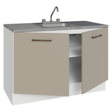 Gabinete Bajo para Fregadero con Accesorios de Cocina 120 x 60 cm 2 Puertas (Con Encimera) Agata Blanco/Crema