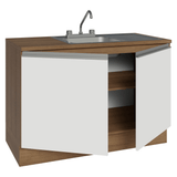 Gabinete Bajo para Fregadero con Accesorios de Cocina 120 x 60 cm 2 Puertas (Con Encimera) Glamy Marrón/Blanco