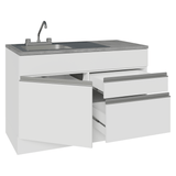 Gabinete Bajo para Fregadero con Accesorios de Cocina 120 x 60 cm 1 Puerta 2 Cajones (Con Encimera) Glamy Blanco
