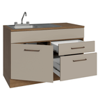 Gabinete Bajo para Fregadero con Accesorios de Cocina 120 cm 1 Puerta 2 Cajones Marrón/Crema Agata Madesa