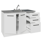 Gabinete Bajo para Fregadero con Accesorios de Cocina 120 cm 2 Puertas 3 Cajones Blanco Agata Madesa