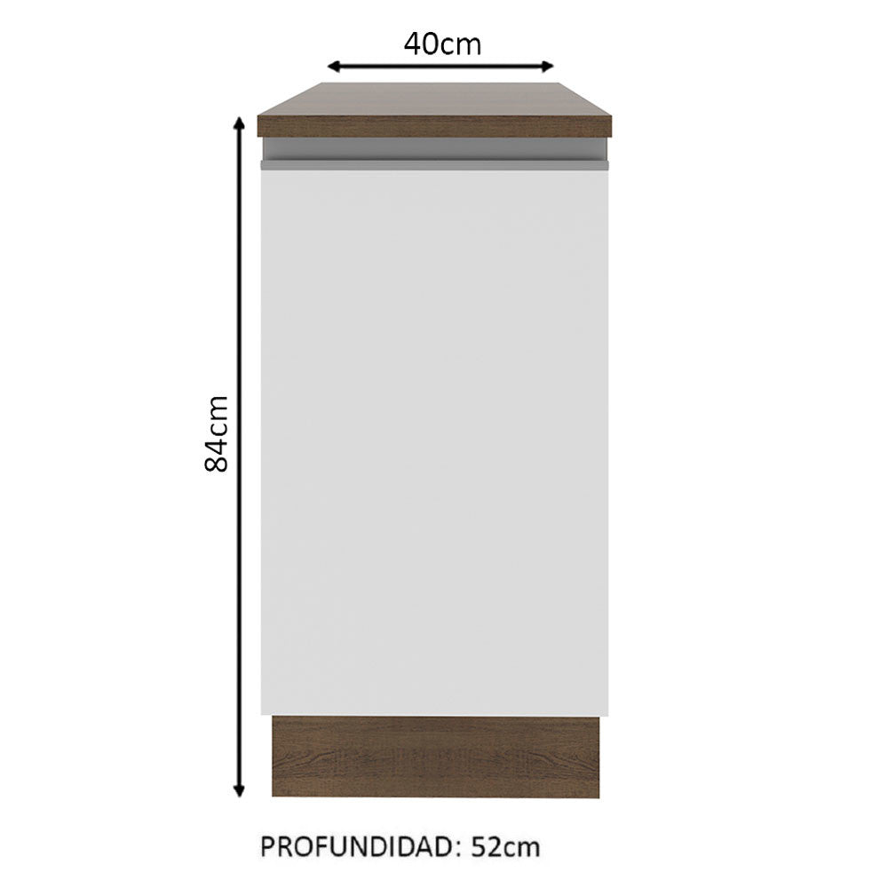 Mueble de Cocina Madesa Glamy 40 cm 1 Puerta Marrón/Blanco