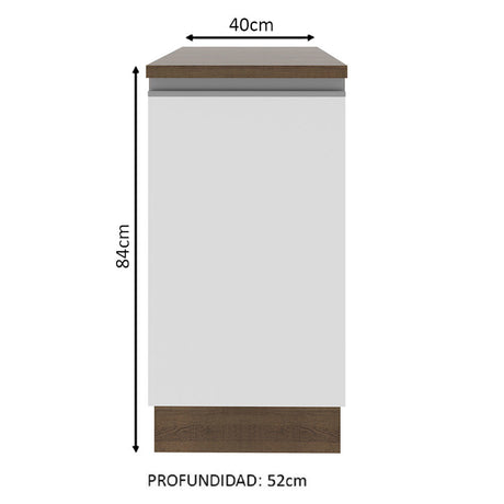 Mueble de Cocina Madesa Glamy 40 cm 1 Puerta Marrón/Blanco