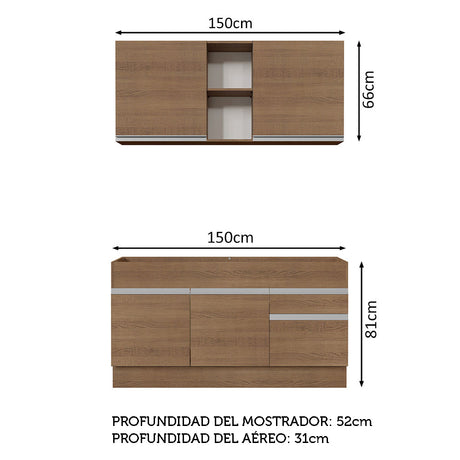 Cocina Compacta 150cm Marrón Glamy Madesa 02