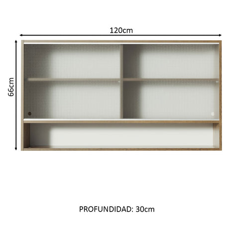 Alacena Madesa Glamy 2 Puertas Corredizas de Vidrio y 1 Nicho Marron