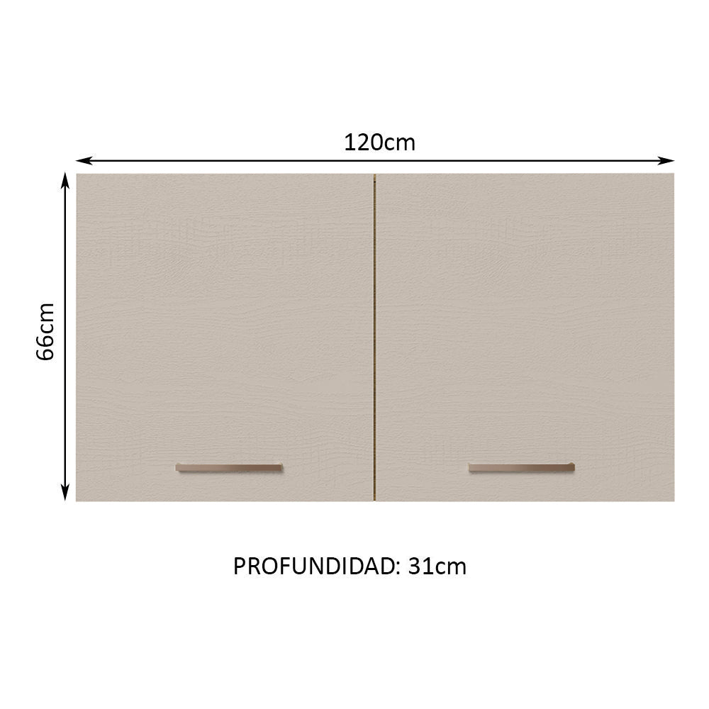 Gabinete Superior 120 cm 2 Puertas Agata Marron/Crema