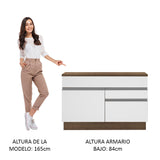 Mueble de Cocina para Fregadero Madesa Glamy 120 cm 1 Puerta y 2 Cajones (Con Tablero) Marrón/Blanco