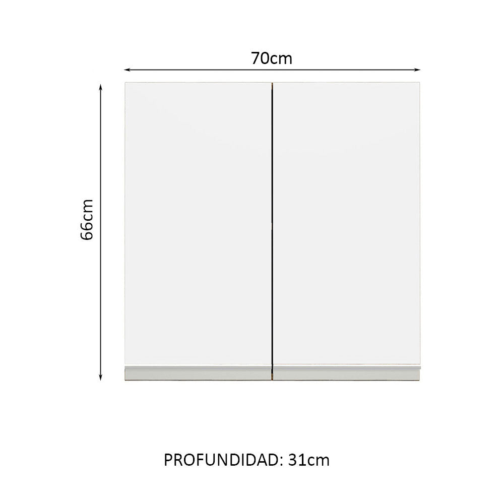 Gabinete Superior 70 cm 2 Puertas Glamy Marrón/Blanco