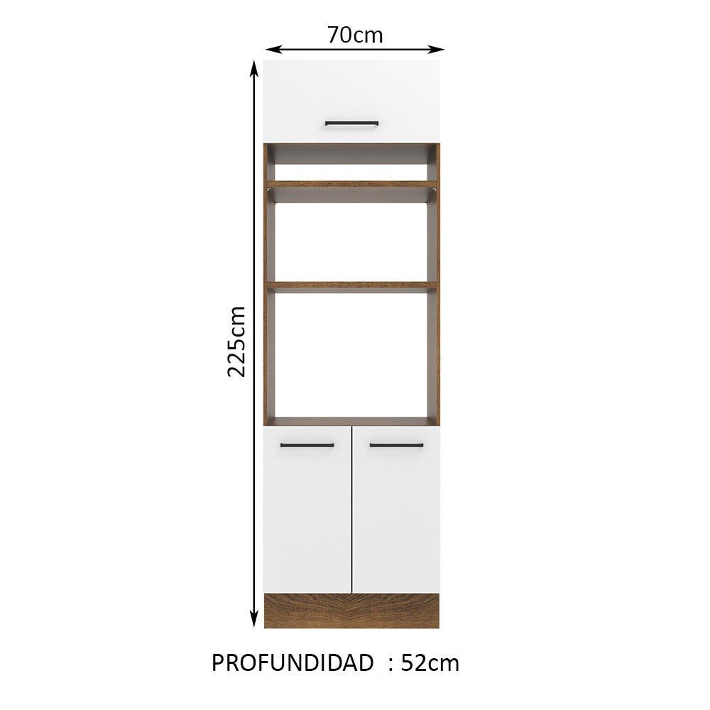 Mueble de Cocina para Horno Madesa Agata 70 cm 3 Puertas Marrón/Blanco