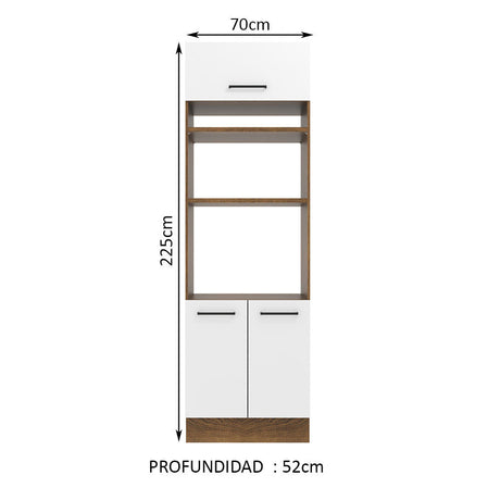 Mueble de Cocina para Horno Madesa Agata 70 cm 3 Puertas Marrón/Blanco