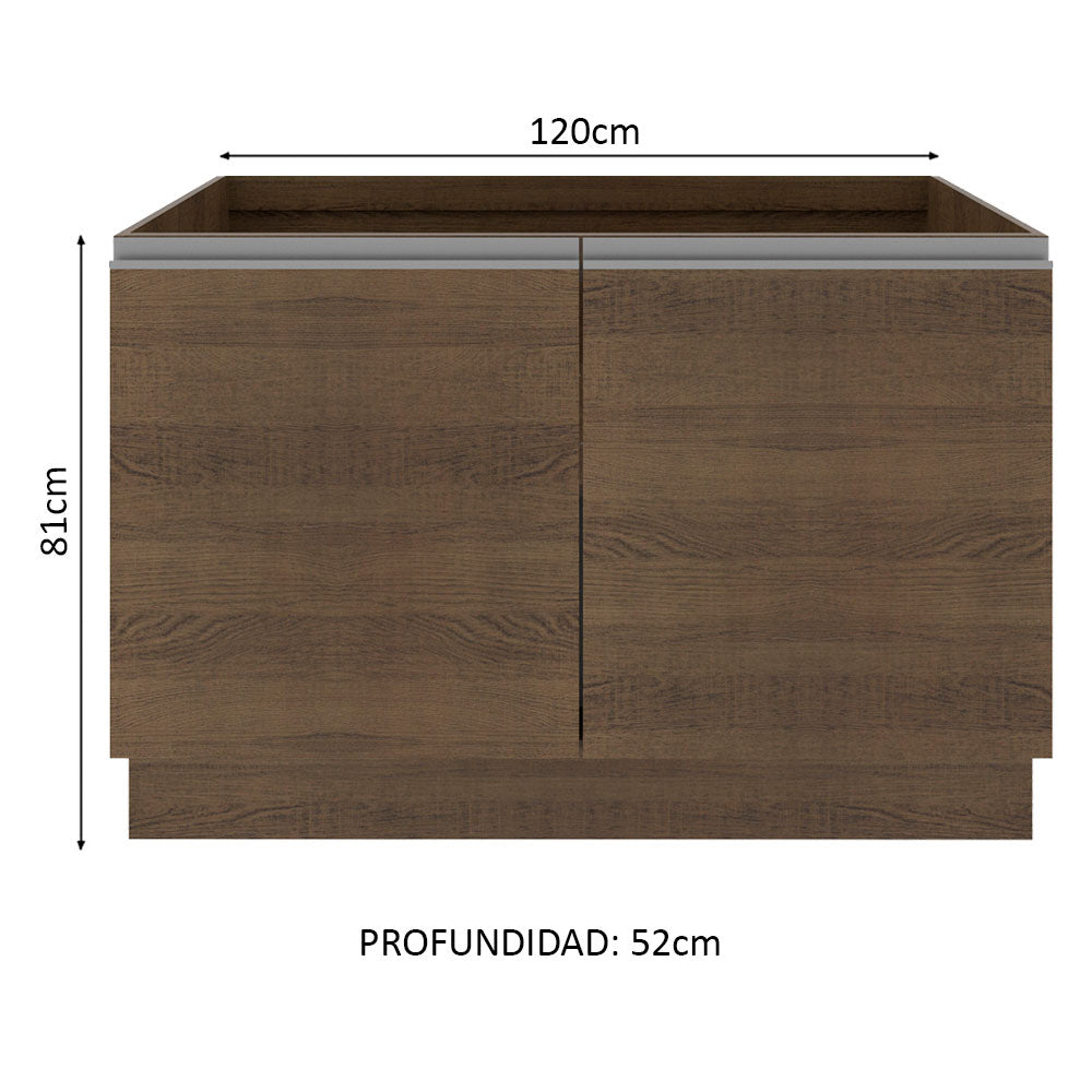 Mueble de Cocina para Fregadero Madesa Glamy 120 cm 2 Puertas (Sin Tablero Ni Fregadero) Marrón