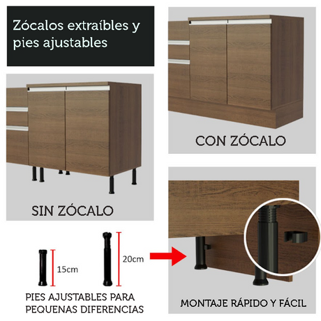 Mueble de Cocina para Horno Madesa Glamy 60 cm 1 Puerta y 3 Cajones Marrón