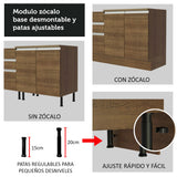 Gabinete Bajo para Fregadero 120 cm 1 Puerta y 2 Cajones (Sin Encimera ni Fregadero) Glamy Marrón