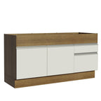Gabinete Bajo para Fregadero 150 x 52 cm 2 Puertas 2 Cajones Sin Encimera Marrón/Blanco Glamy Madesa 01