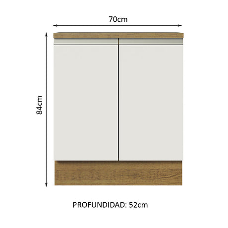 Mueble de Cocina  Madesa Glamy 70 cm 2 Puertas Marrón/Blanco