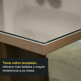 Juego de Comedor Mesa con Encimera de Vidrio 4 Sillas Marrón/Crema/Beige Perla