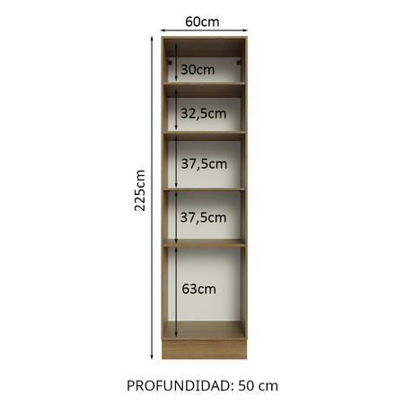 Mueble Despensa 60 cm Con Nichos Abiertos Marrón