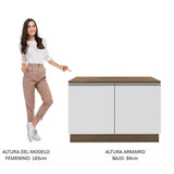 Gabinete Bajo para Fregadero 120 cm 2 Puertas (con Encimera) Glamy  Marrón/Blanco